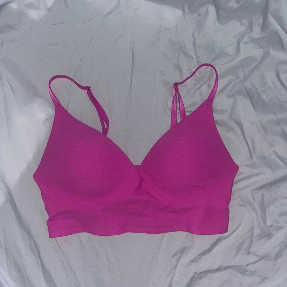 LOVE PINK - HOT PINK PADDED TOP PUSH UP Y2K BARLEY WORN SMALL
